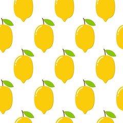 seamless pattern with lemons on the white background. Vector illustration.