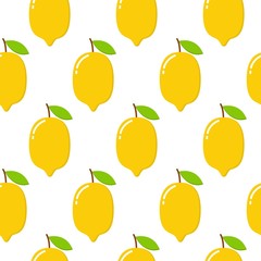 seamless pattern with lemons on the white background. Vector illustration.