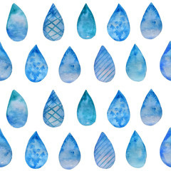 Watercolor Seamless pattern of drops.