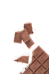 chocolate pieces isolated