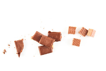 chocolate pieces isolated