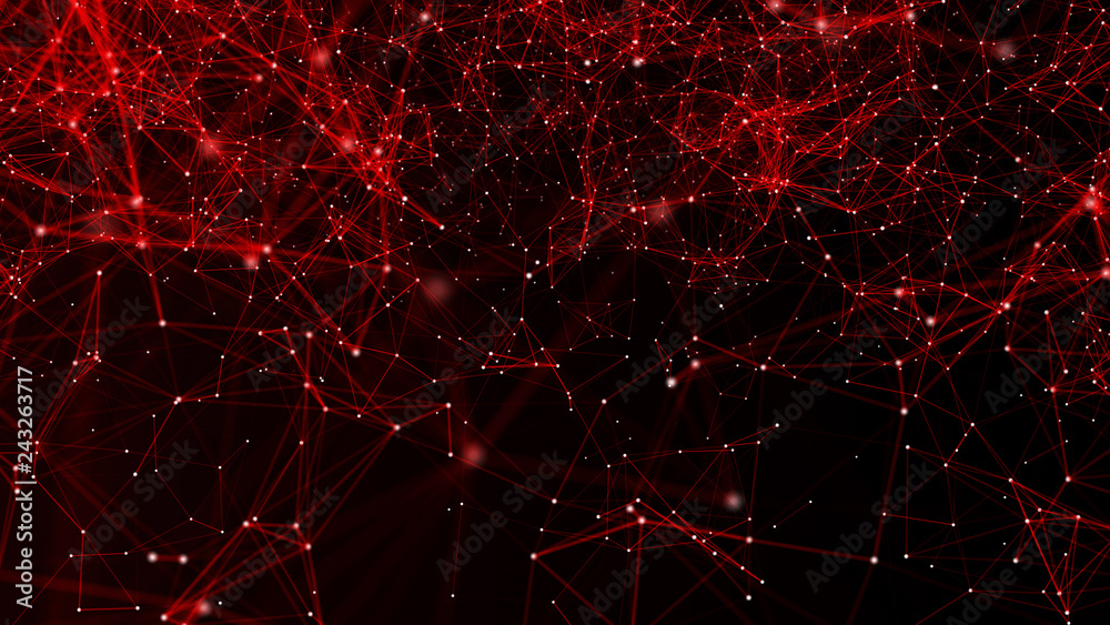 Poster abstract red polygonal space. molecular structure and communication. network connection structure. b