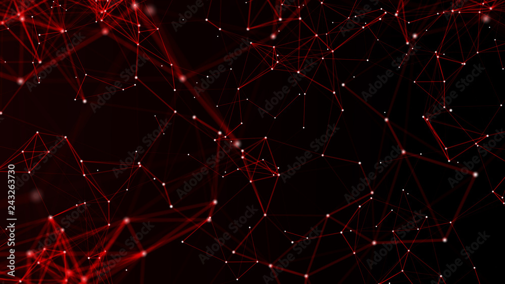 Poster abstract red polygonal space. molecular structure and communication. network connection structure. b