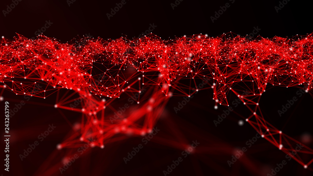 Poster abstract red polygonal space. molecular structure and communication. network connection structure. b