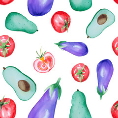 Watercolor seamless vegetable pattern