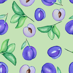 pattern with plums elements