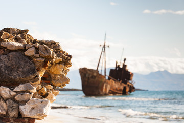 The famous shipwreck near Gythio Greece