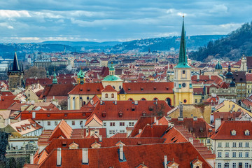 Fototapeta na wymiar Panoramic view on the left bank of Prague (Praha), Czech Republic