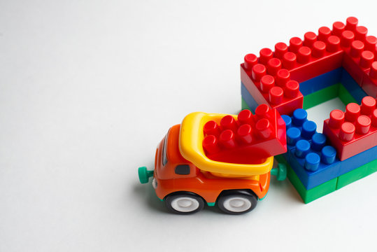 Kids development, Building blocks, Building construction and lorry
