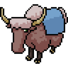 vector pixel art buffalo