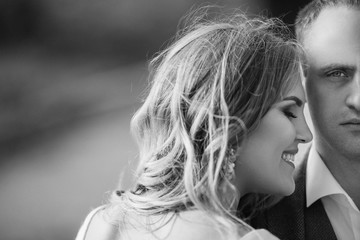 Wedding couple. Pretty bride and stylish groom.