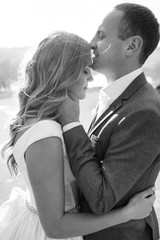 Wedding couple. Pretty bride and stylish groom.