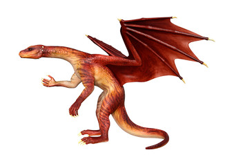 Naklejka premium 3D Rendering Fairy Tale Dragon on White