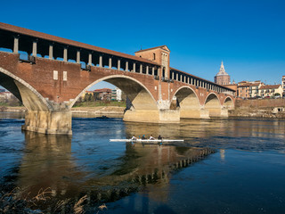 Naklejka na ściany i meble The famous covered bridge of Pavia