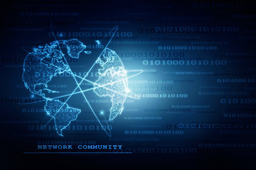 2d illustration Network community concept . Mixed media