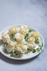 Cheese wrap stuffed with cream cheese, garlic and herbs