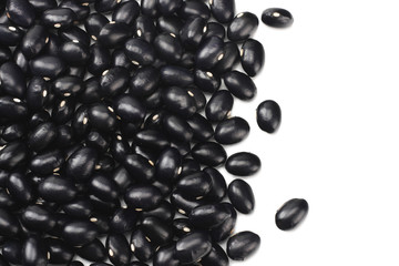 black kidney beans isolated on white background. top view
