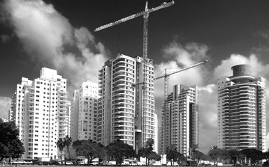 Housing construction of houses in a new area of the city Holon in Israel