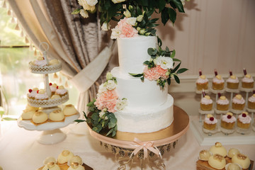 Obraz na płótnie Canvas Beautiful wedding cake. Sweet dream. candy bar