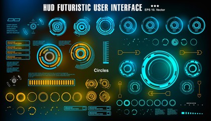 Sci-fi futuristic hud dashboard display virtual reality technology screen, target