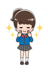 High school girl with a nail upper body full body