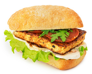 Vegan sandwich on white background