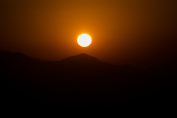 Sun, mountains and sunset