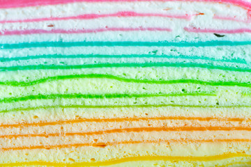 Colorful closed-up of Crepe cake texture background