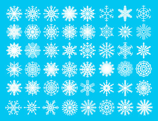 Set with snowflakes on a white background, winter design