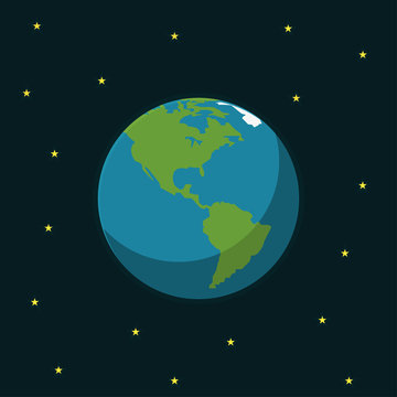 Earth space vector illustration in flat style
