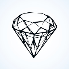 Diamond. Vector sketch - obrazy, fototapety, plakaty