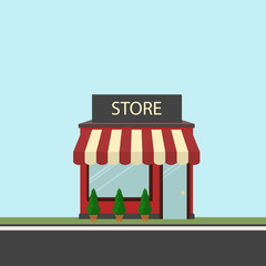 Shop or market icon. Flat design store front.