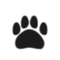 Paw print icon on white background, in flat style