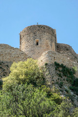 Fototapeta na wymiar Mornas France 10-15-2018. Stone fortification of the Mornas citadel in the south of France