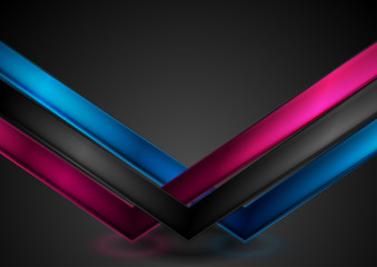 Abstract bright glossy arrows on black background