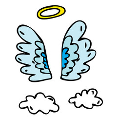 Vector simple child hand drawn sketch angel wings 
