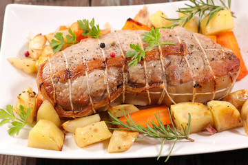 fillet chop meat and vegetable