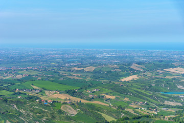 Summer panorama Republic of San Marino and Italy.