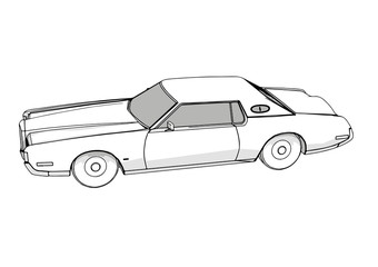 Fototapeta premium sketch of a retro car with shadows