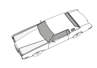 sketch of a retro car with shadows