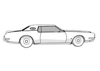 Obraz premium sketch of a retro car with shadows