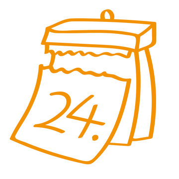 Handgezeichneter Kalender - Tag  24 in orange