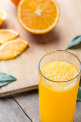 Orange Juice, Healthy lifestyle. Glass of orange juice and fruits