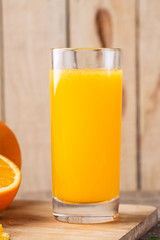Orange Juice, Healthy lifestyle. Glass of orange juice and fruits