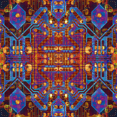 Abstract pattern with circuit board electronic elements.