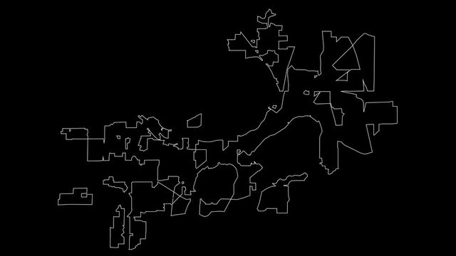 Madison Wisconsin city map outline animation