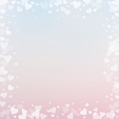 Fototapeta na wymiar White heart love confettis. Valentine's day frame 