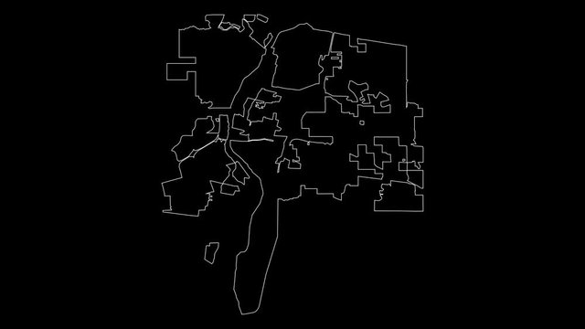 Albuquerque New Mexico city map outline animation