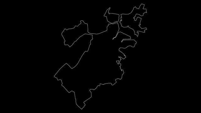 Boston Massachusetts city map outline animation