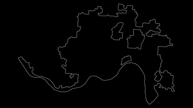 Cincinnati Ohio city map outline animation